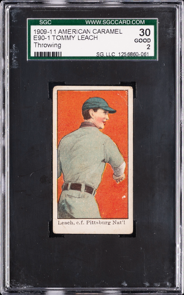 1909 American Caramel E90-1 Tommy Leach Throwing SGC 2