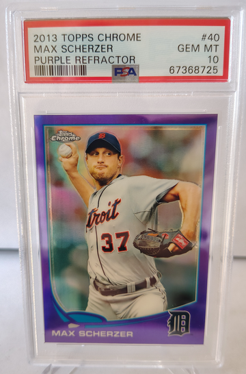 2013 Max Scherzer Topps Chrome Purple Refractor PSA 10 very low pop