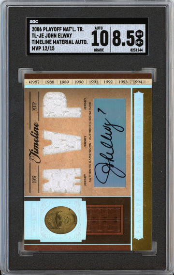 2006 Playoff National Treasures John Elway Timeline Material Auto MVP 12/15 SGC 8.5