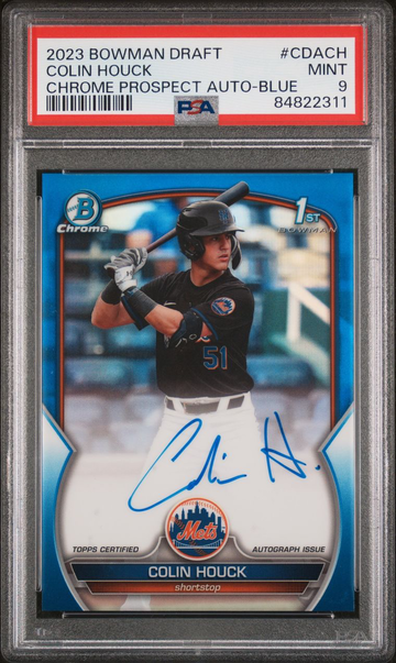2023 Bowman Chrome Draft Colin Houck Blue Refractor Auto PSA 9