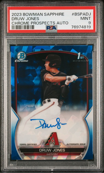 2023 Bowman Chrome Sapphire Edition Druw Jones Prospect Auto PSA 9