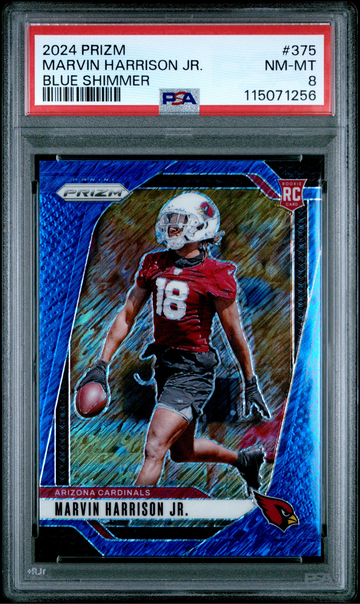 2024 Panini Prizm Marvin Harrison Jr Blue Shimmer PSA 8