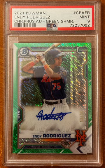 2021 Bowman Endy Rodriguez Green Shimmer Auto PSA 9