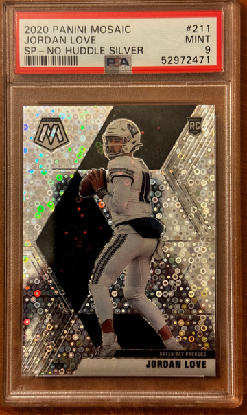 2020 Panini Mosaic Jordan Love SP No Huddle Silver PSA 9