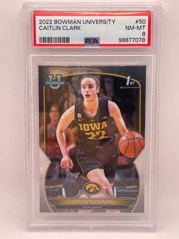 2022 Bowman Chrome University Caitlin Clark PSA 8