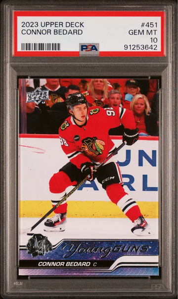 PSA 10 2023 Upper Deck Connor Bedard Young Guns Rookie RC #451 New Heavy Slab!