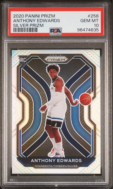 PSA 10 2020 Panini Prizm Anthony Edwards Silver Prizm Rookie RC #258