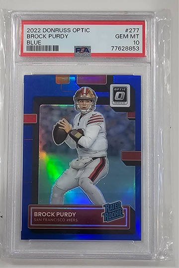 2022 Donruss Optic Blue Brock Purdy /179 PSA 10