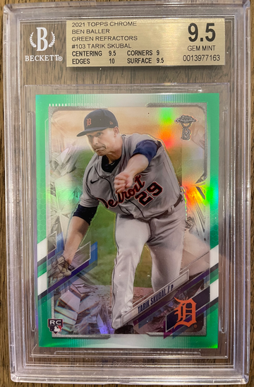 2021 Topps Chrome Ben Baller Tarik Skubal Green Refractor BGS 9.5