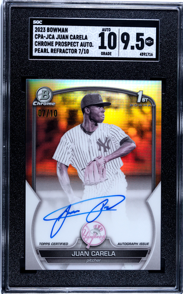 2023 Bowman Juan Carela Pearl Refractor Auto SGC 9.5 / 10 Auto