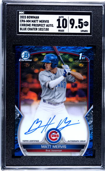 2023 Bowman Matt Mervis Blue Lunar Crater Auto SGC 9.5 / 10 Auto
