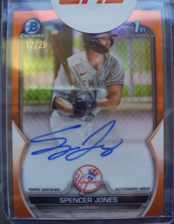 2023 Bowman Chrome Spencer Jones 1st Bowman True Orange Refractor Auto /25