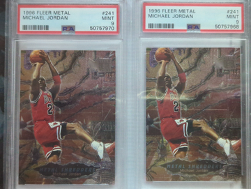 2x PSA 9 .. 1996 Fleer Metal Michael Jordan "Metal Shredders"