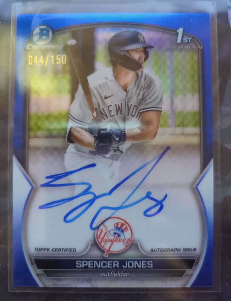 2023 Bowman Chrome Spencer Jones 1st Bowman True Blue Refractor Auto /150