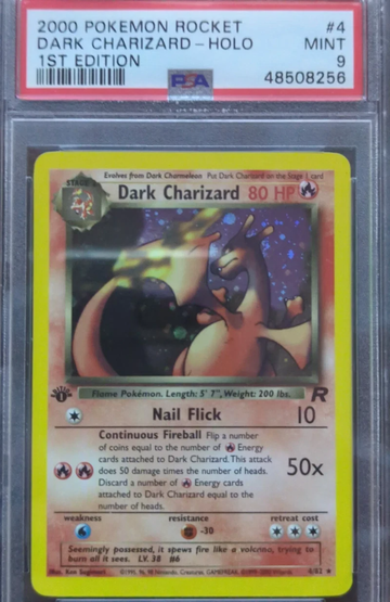 2000 Pokemon Team Rocket 1st Edition Dark Charizard Holo PSA 9