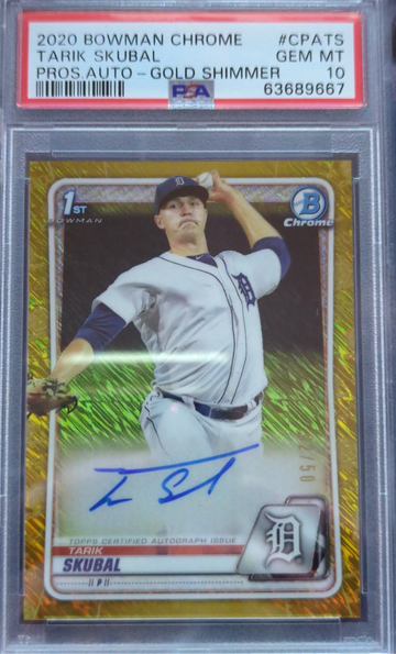 2020 Bowman Chrome Tarik Skubal Gold Shimmer 1st Auto PSA 10