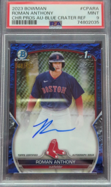 2023 Bowman Roman Anthony 1st Blue Crater Auto /150 PSA 9