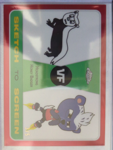 2025 Topps Chrome VeeFrieVeeFriends Sketch to Screen Red Refractor /5 Headstrong Honey Badger