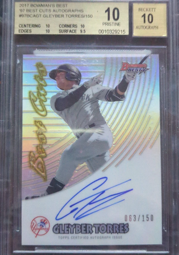 2017 Bowman's Best Cuts Auto Gleyber Torres /150 BGS 10 