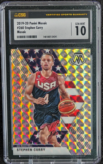 2019 Panini Mosaic USA #260 STEPHEN CURRY Silver Mosaic Prizm CSG 10 Gem Mint
