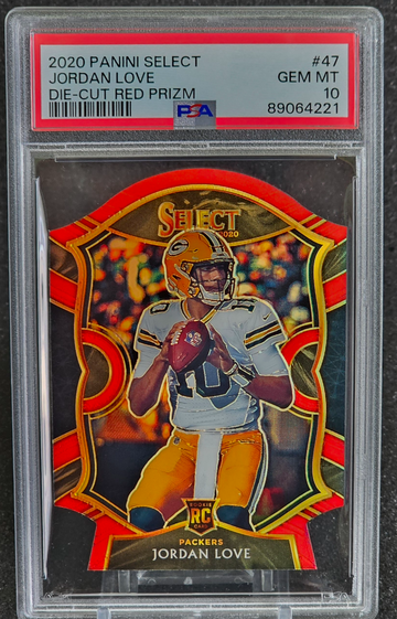 2020 select 47 Jordan Love Rookie RC Red Prizm Die-Cut PSA 10