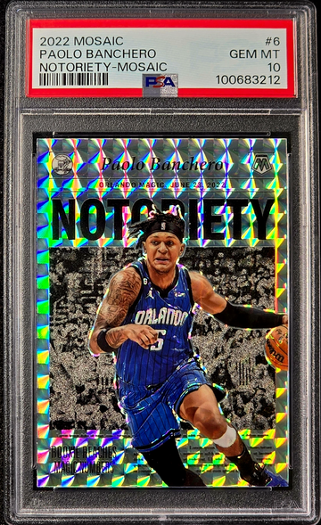 2022 Mosaic Notoriety #6 Paolo Banchero Silver Mosaic Prizm RC Rookie PSA 10