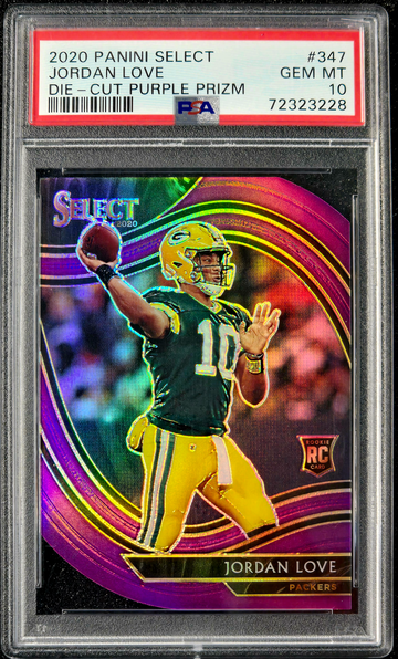 2020 Select Field Level #347 Jordan Love Purple Prizm Die-Cut RC Rookie PSA 10
