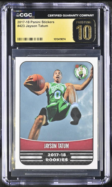 2017 Panini Stickers #423 Jayson Tatum CGC 10 PRISTINE RC Population 1!