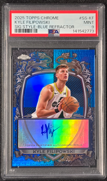 2025 Topps Chrome Kyle Filipowski Auto Blue Refractor /150 Autograph PSA 9