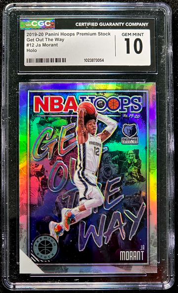2019 Hoops Premium Stock HOLO Prizm Get Out the Way Ja Morant Rookie CGC 10 #12