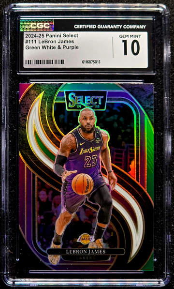 2024 SELECT GREEN WHITE PURPLE PRIZM #111 LEBRON JAMES PREMIER CGC 10