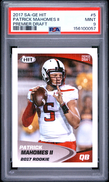2017 SA-GE HIT PREMIER DRAFT 5 PATRICK MAHOMES II MINT RC PSA 9 MINT