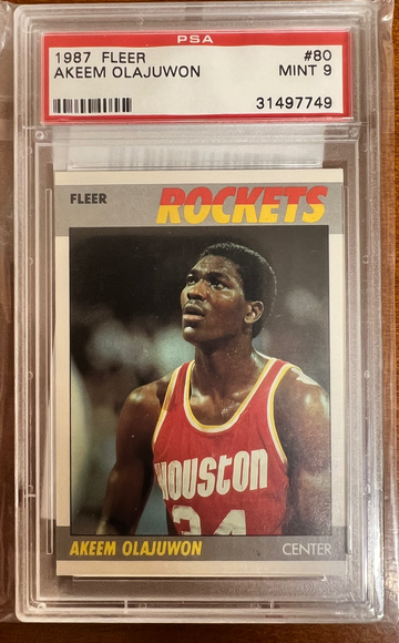 1987-88 fleer Akeem Olajuwon Psa 9