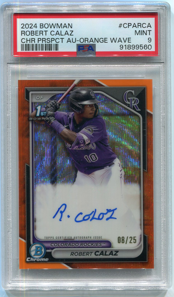 2024 Bowman - Robert Calaz - Orange Wave Refractor Auto /25 - PSA 9