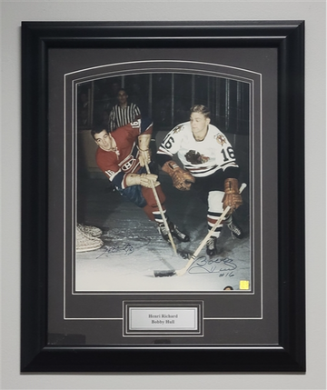 Henri Richard & Bobby Hull Dual Autographed/Signed and Framed 16x20 Photo