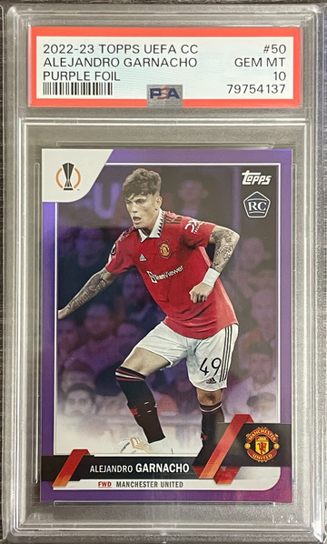 Alejandro Garnacho Topps Purple Foil /75 PSA 10