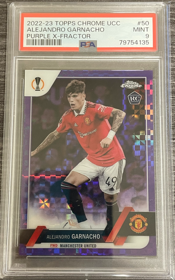 Alejandro Garnacho Topps Chrome Purple X-Fractor /3 PSA 9