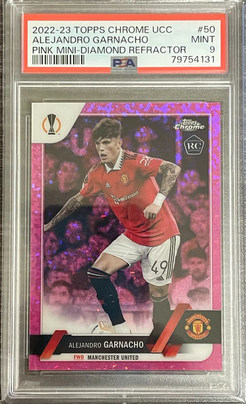 Alejandro Garnacho Topps Chrome Pink Mini Diamond PSA 9