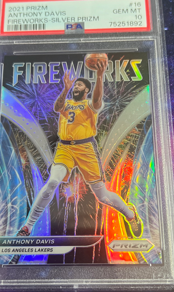 2021 Prizm Fireworks Silver Anthony Davis PSA 10