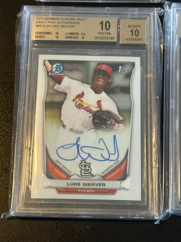 2014 Bowman Chrome Draft Luke Weaver Auto BGS PRISTINE 10 YANKEES