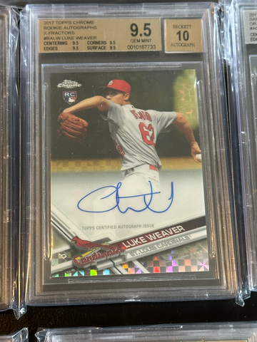 2017 Topps Chrome Luke Weaver X-Fractor Auto 12/20 BGS 9.5 GEM MINT YANKEES