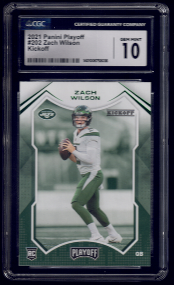 2021 Panini Playoff Zach Wilson Kickoff Rookie #202 CGC Gem Mint 10