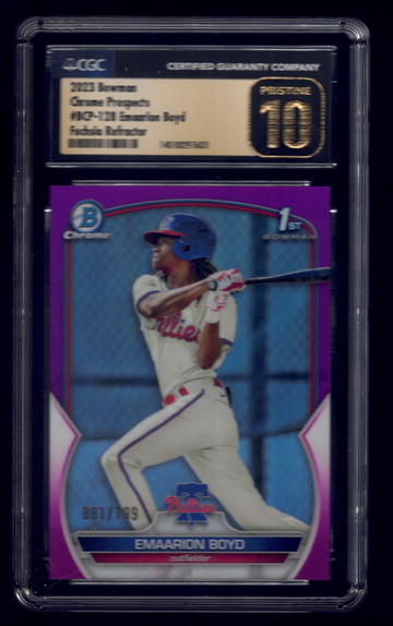 2023 Bowman Sapphire Chrome Emaarion Boyd Fuchsia Refractor BCP-128 CGC Pristine