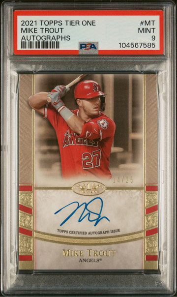 2021 TOPPS TIER ONE AUTOGRAPHS #MT MIKE TROUT AUTOGRAPHS PSA MINT 9