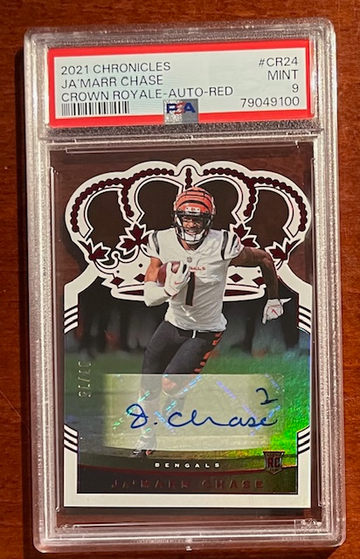 2021 CHRONICLES CROWN ROYALE AUTO RED JA'MARR CHASE PSA 9 