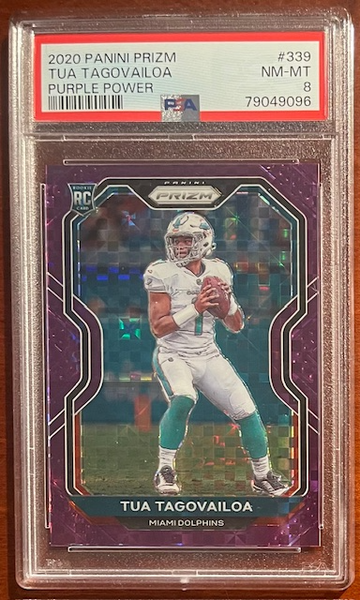 2020 PANINI PRIZM TUE TAGOVAILOA PURPLE POWER PSA 8