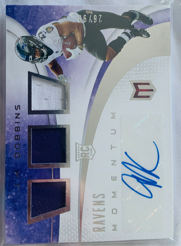 2020 J.K. Dobbins Rookie Patch Auto Panini Momentum 