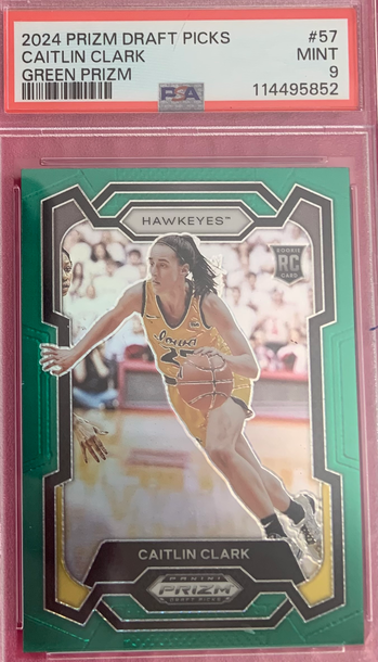 2024 Prizm Draft Picks Caitlin Clark Green Prizm PSA 9