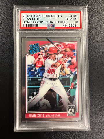 2018 Chronicles Donruss Optic Rated Rookies #181 Juan Soto PSA 10