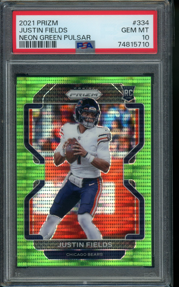 2021 Prizm Justin Fields Neon Green Pulsar PSA 10